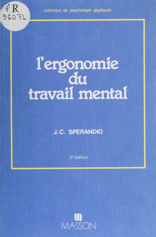 ebook cover of L'Ergonomie du travail mental, by Jean-Claude Sperandio