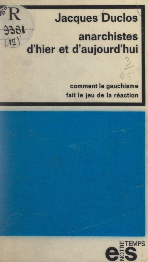 ebook cover of Anarchistes d'hier et d'aujourd'hui, by Jacques Duclos