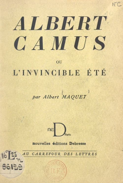 Couverture ebook de Albert Camus, de Albert Maquet