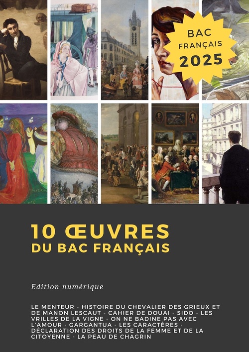 Couverture ebook de 10 oeuvres du bac français, de Abbé Prévost, Arthur Rimbaud, Molière