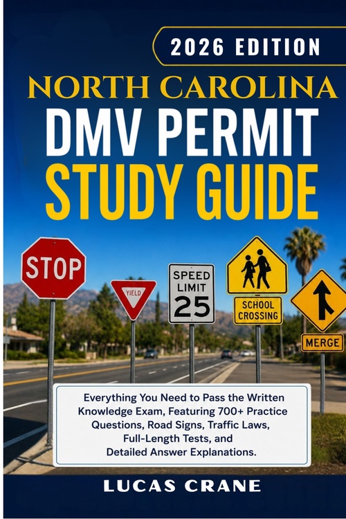 Couverture ebook de NORTH CAROLINA DMV Permit Study Guide-2026 EDITION, de Lucas Crane