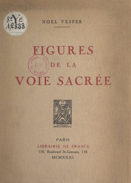 Couverture ebook de Figures de la voie sacrée, de Noel Vesper