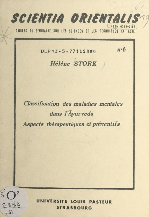 Couverture ebook de Classification des maladies mentales dans l'Ayurveda : aspects thérapeutiques et préventifs, de Helene Stork