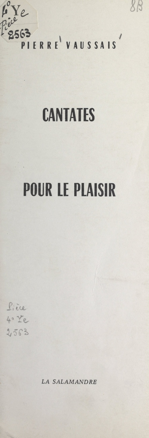 ebook cover of Cantates pour le plaisir, by Pierre Vaussais