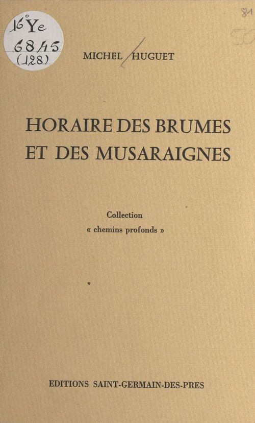 Couverture ebook de Horaire des brumes et des musaraignes, de Michel Huguet