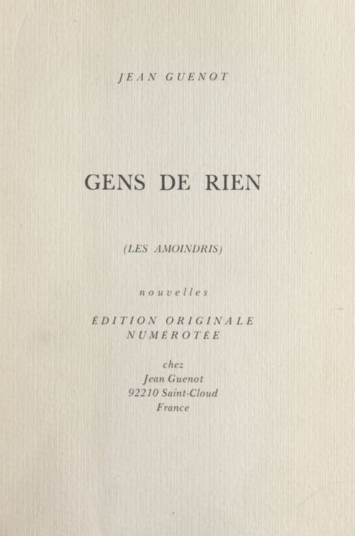 Couverture ebook de Gens de rien, de Jean Guénot