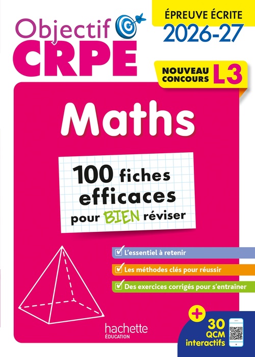 ebook cover of Objectif CRPE 2026 - Maths - 100 fiches pour bien réviser  - ép. écrite d'admissibilité L3, by Laure Voirin-Bremont, Olivier Véziant