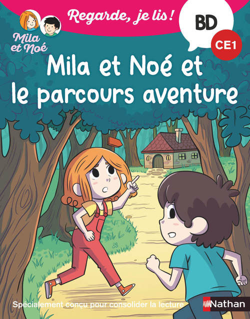Couverture ebook de Regarde je lis ! BD Mila et Noé et le parcours aventure CE1, de Éric Battut
