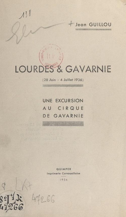 Couverture ebook de Lourdes & Gavarnie (28 juin-4 juillet 1936), de Jean Guillou