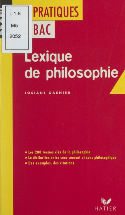 ebook cover of Lexique de philosophie, by Josiane Gasnier