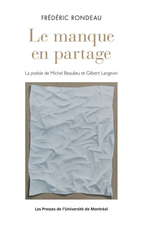 Couverture ebook de Le manque en partage, de Rondeau Frederic