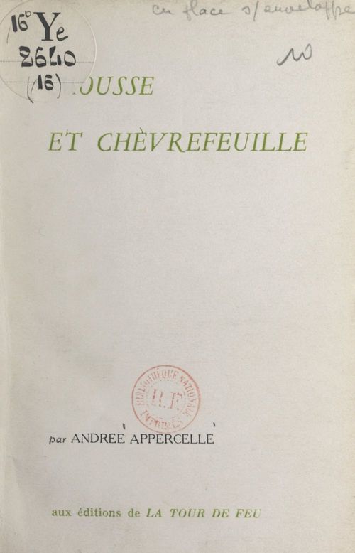 ebook cover of Mousse et chèvrefeuille, by Andree Appercelle