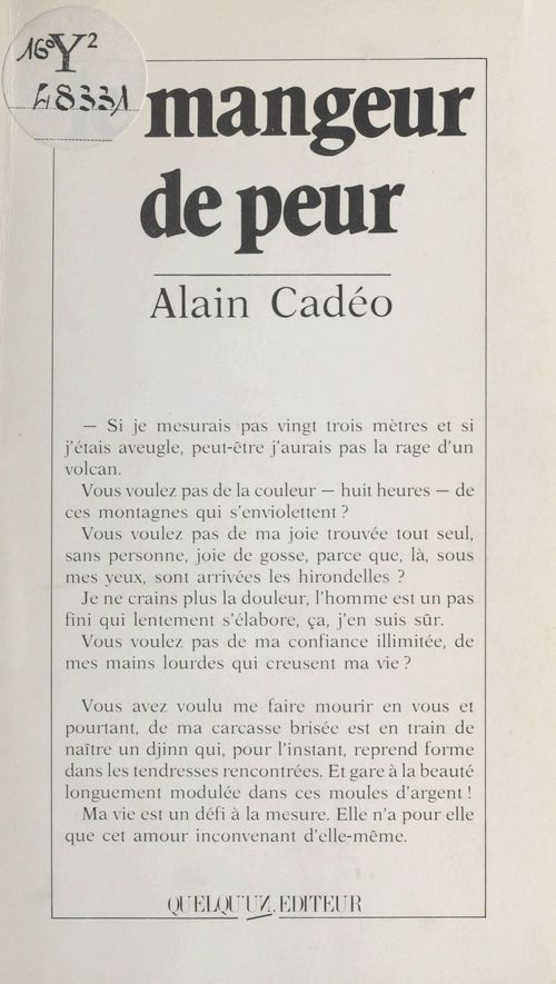 Couverture ebook de Le mangeur de peur, de Alain Cadeo