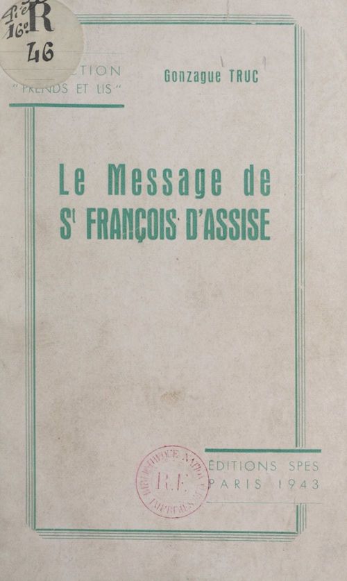 ebook cover of Le message de St François d'Assise, by Gonzague Truc
