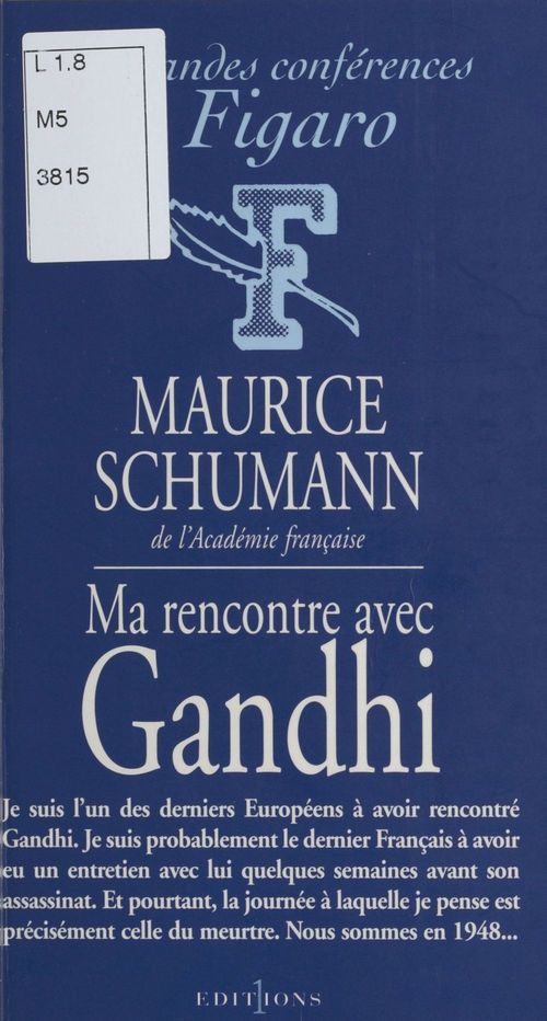 Couverture ebook de Ma rencontre avec Gandhi, de Maurice Schumann