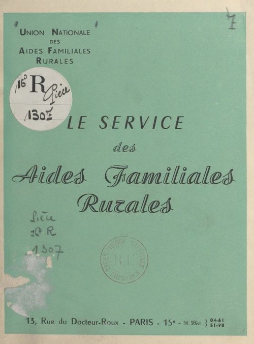 ebook cover of Le service des aides familiales rurales, by Union Nationale Des Associations D'Aides