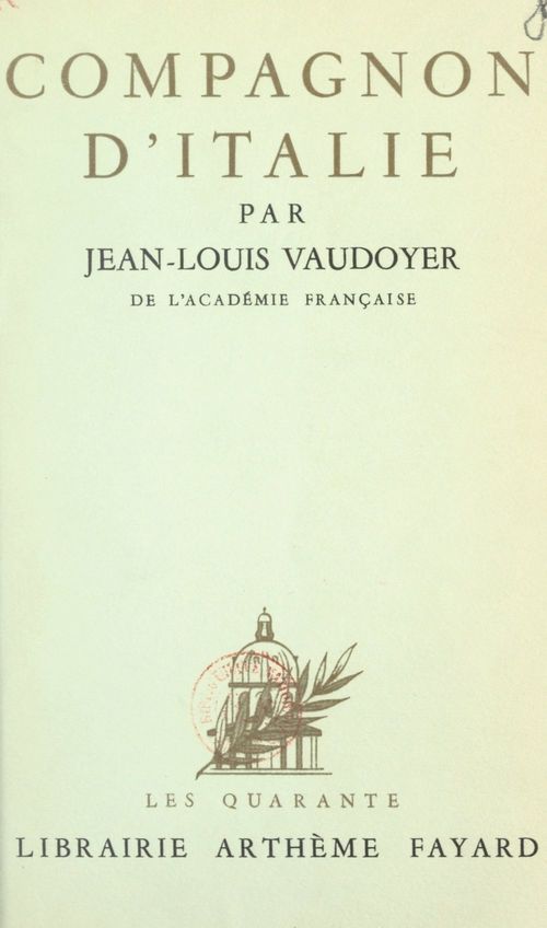 ebook cover of Compagnon d'Italie, by Jean-Louis Vaudoyer