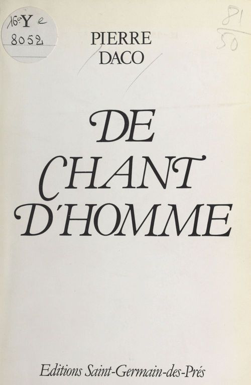 ebook cover of De chant d'homme, by Pierre Daco