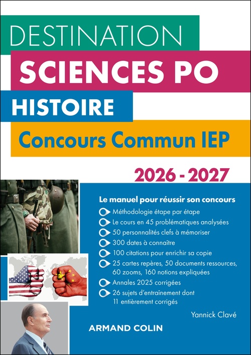 Couverture ebook de Destination Sciences Po Histoire - Concours commun IEP - 2026-2027, de Yannick Clavé
