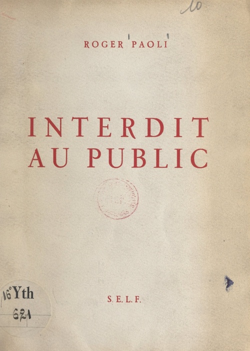 Couverture ebook de Interdit au public, de Roger Paoli