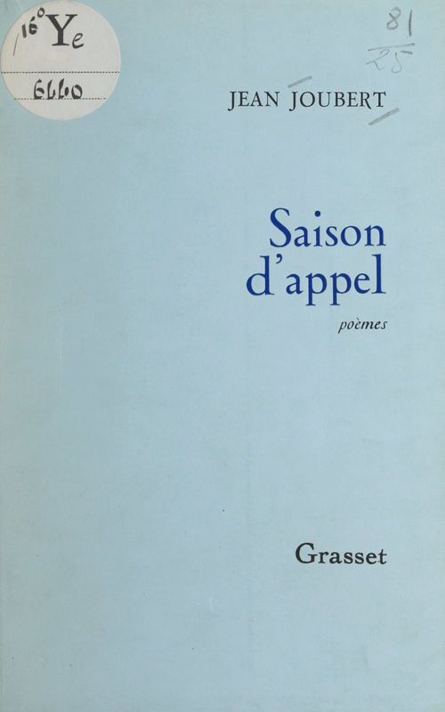 ebook cover of Saison d'appel, by Jean Joubert