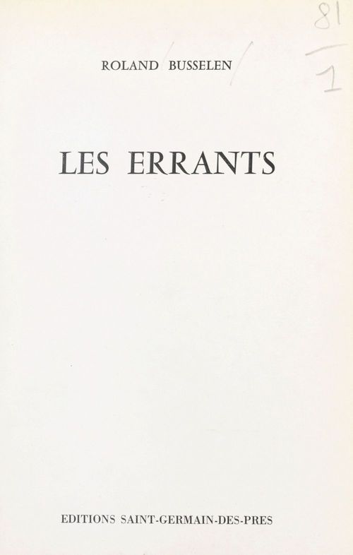 ebook cover of Les errants, by Roland Busselen