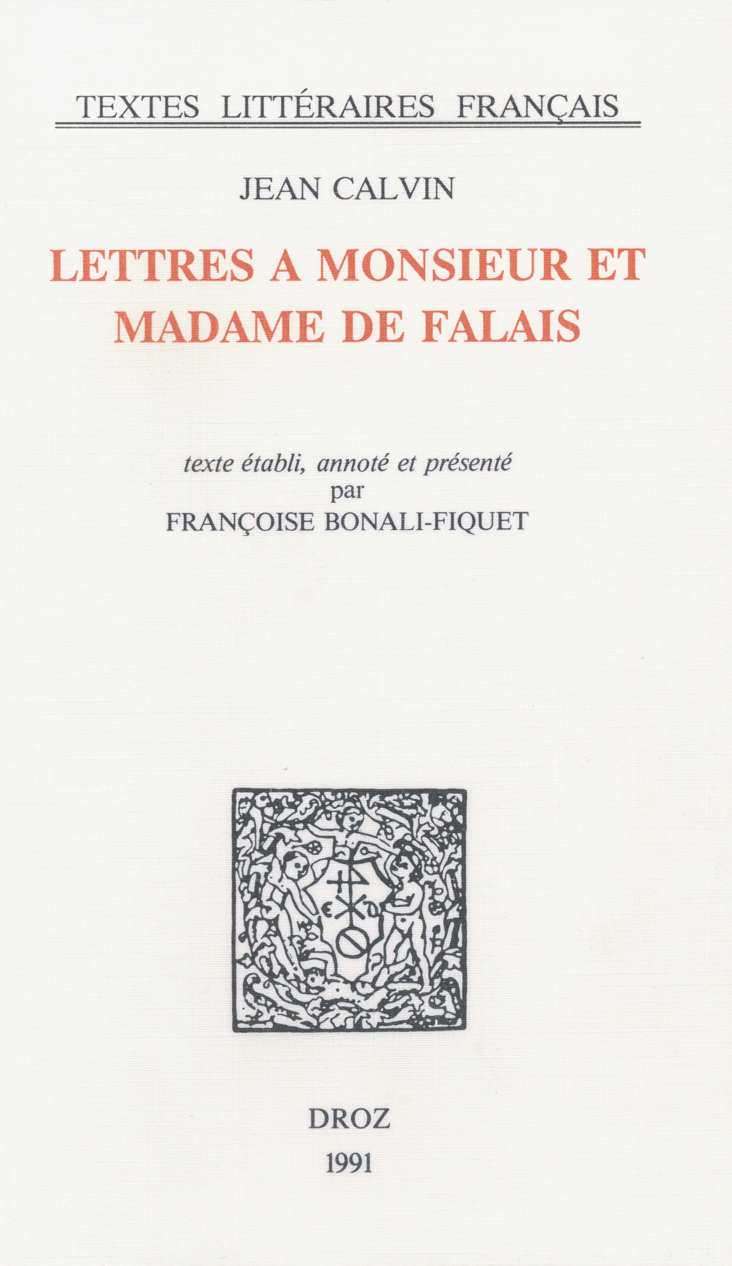 Couverture ebook de Lettres à Monsieur et Madame de Falai, de Calvin Jean