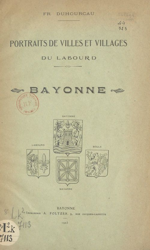 ebook cover of Portraits de villes et villages du Labourd : Bayonne, by Francois Duhourcau