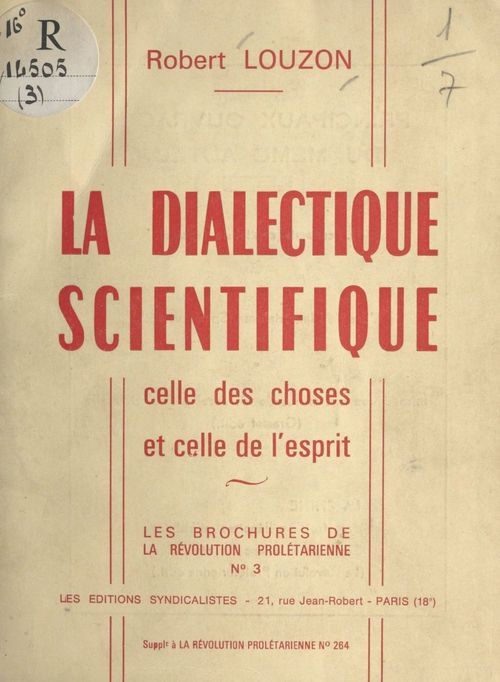 ebook cover of La dialectique scientifique, by Robert Louzon