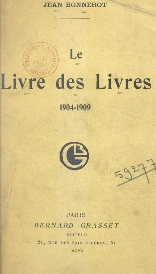 Couverture ebook de Le livre des livres, de Jean Bonnerot