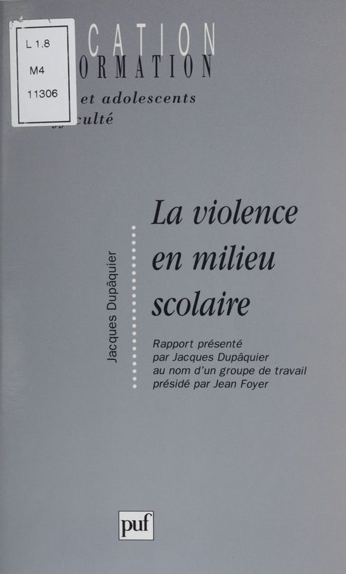 Couverture ebook de La Violence en milieu scolaire, de Jacques Dupâquier