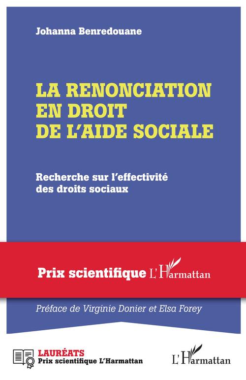 Couverture ebook de La renonciation en droit de l'aide sociale, de Johanna Benredouane