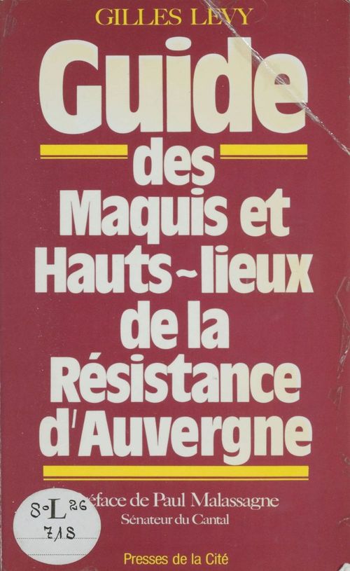 Couverture ebook de Guide des maquis et hauts-lieux de la Résistance d'Auvergne, de Levy