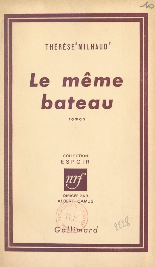 Couverture ebook de Le même bateau, de Therese Milhaud