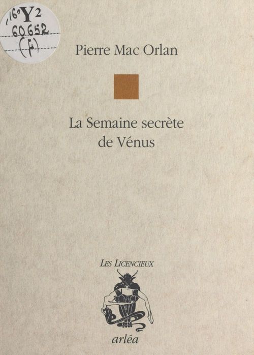 Couverture ebook de La semaine secrète de Vénus, de Mac Orlan/Grainville