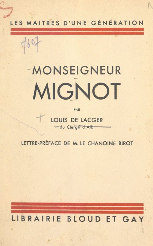 Couverture ebook de Monseigneur Mignot, de Louis De Lacger