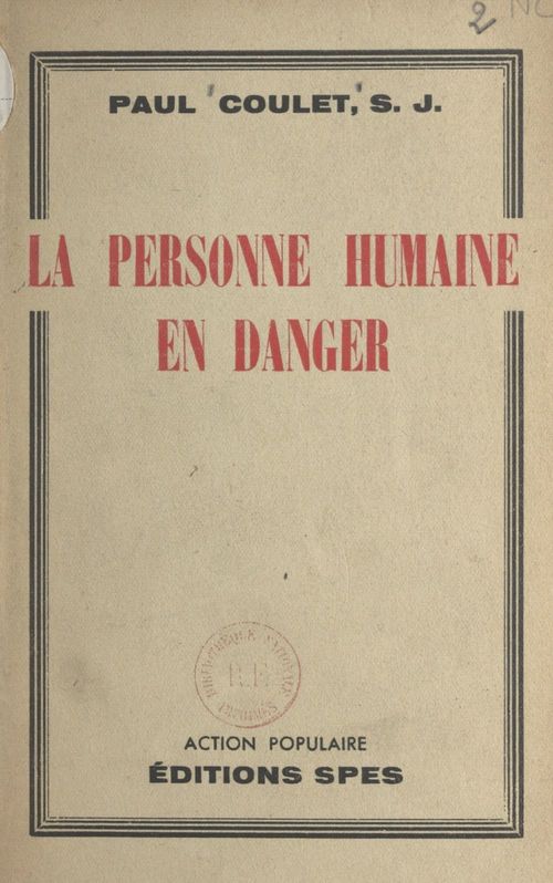 ebook cover of La personne humaine en danger, by Paul Coulet