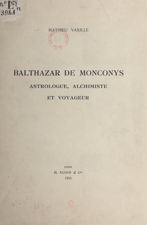 Couverture ebook de Balthazar de Monconys, de Mathieu Varille