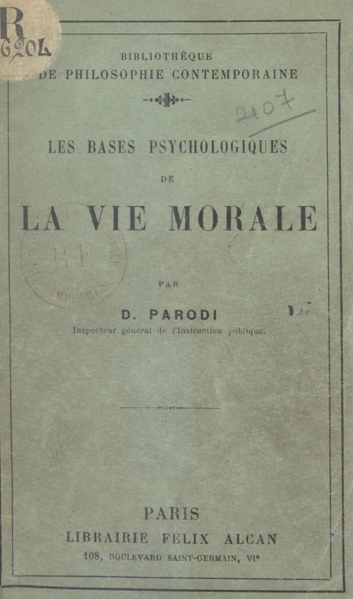 ebook cover of Les bases psychologiques de la vie morale, by Dominique Parodi