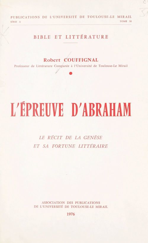 Couverture ebook de L'épreuve d'Abraham, de Robert Couffignal