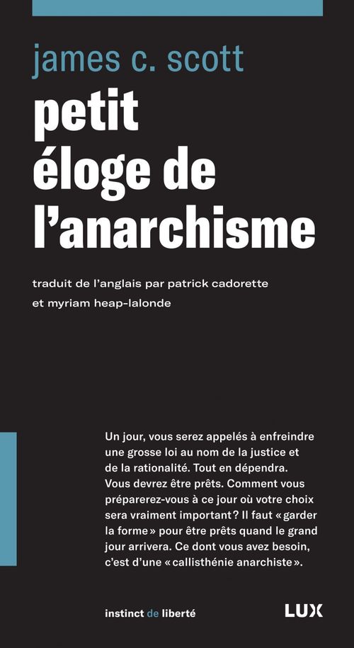 Couverture ebook de Petit éloge de l'anarchisme, de James C. Scott