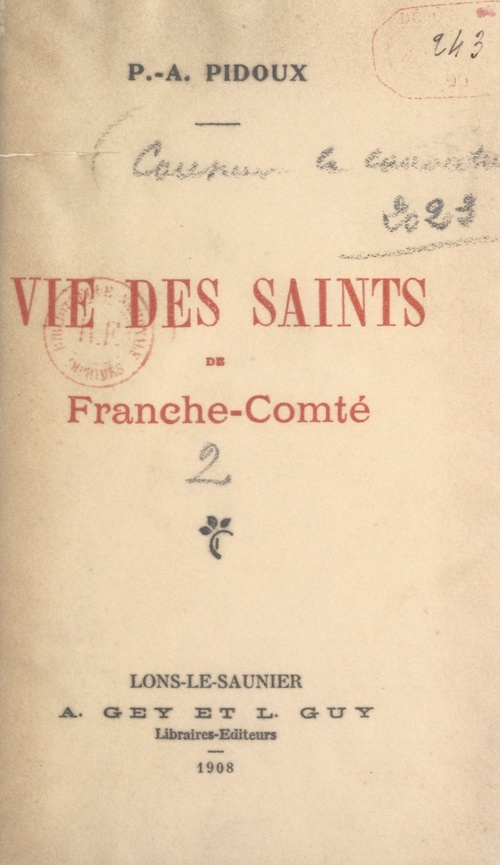 ebook cover of Vie des Saints de Franche-Comté (2), by Pierre-Andre Pidoux