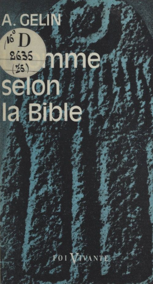 Couverture ebook de L'homme selon la Bible, de Albert Gelin