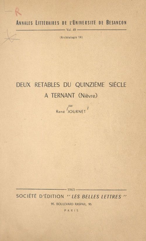 ebook cover of Deux retables du quinzième siècle à Ternant, Nièvre, by Rene Journet