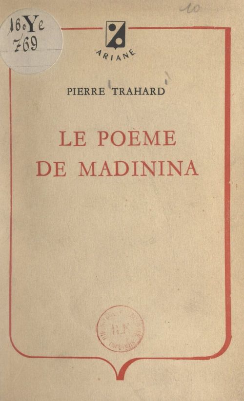 Couverture ebook de Le poème de Madinina, de Pierre Trahard