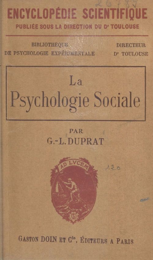 Couverture ebook de La psychologie sociale, de G.-L. Duprat