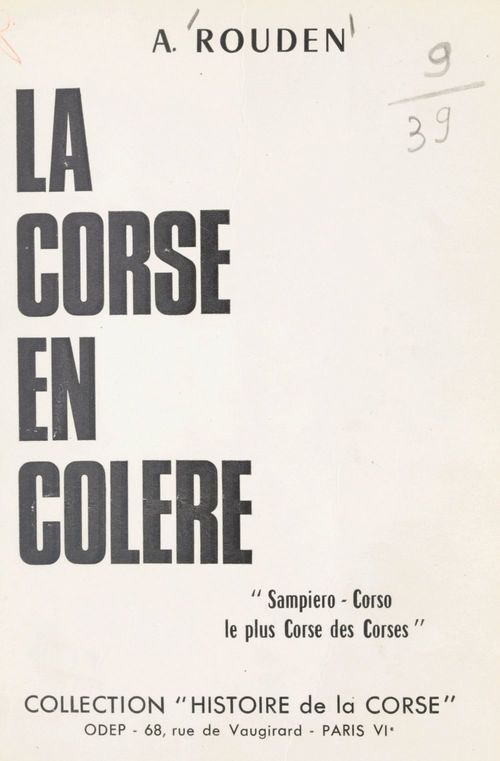 Couverture ebook de La Corse en colère : "Sampiero Corso", de Alex Rouden