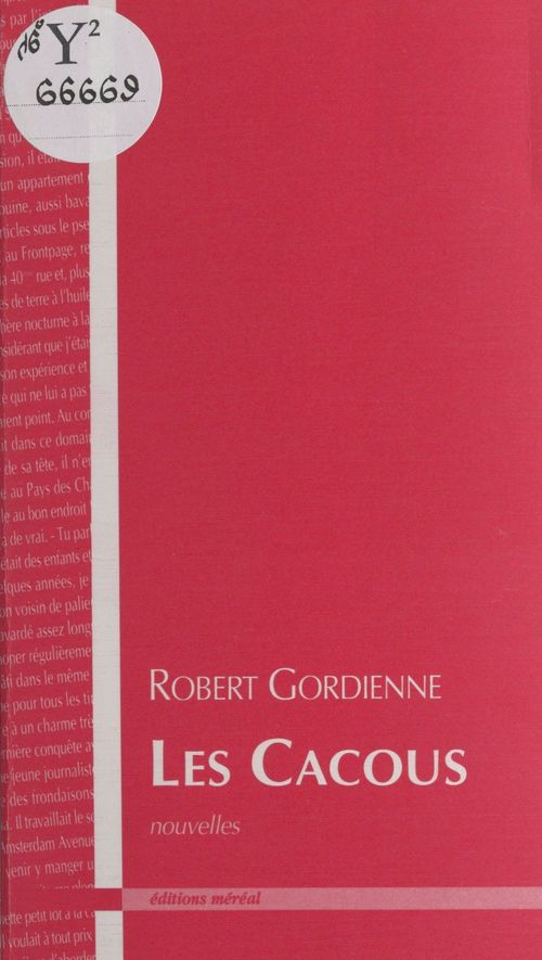ebook cover of Les cacous, by Gordienne R.