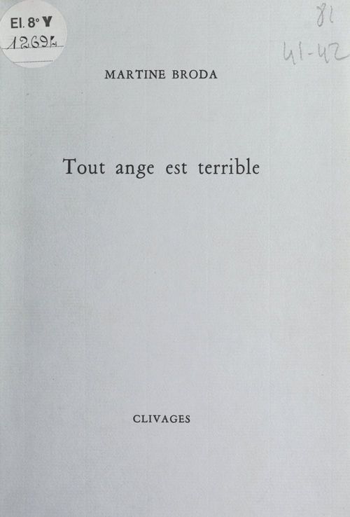 Couverture ebook de Tout ange est terrible, de Martine Broda