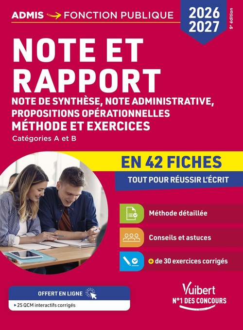 ebook cover of Note et rapport en 42 fiches - Méthode et exercices - Concours 2026-2027, by Olivier Bellégo